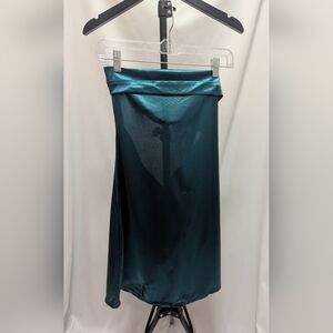 Satin Pencil Skirt in Teal
